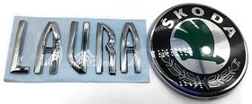 CAR Emblem Monogram/logo/Badge/Decals/3D/ Sticker Laura Old Rear/Back ABS Plastic Colour (Silver,Chorme) Pack of 2