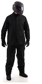 100 Waterproof RAIN Suit with Hood  Carry Bag for Bikers Black