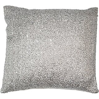                       Rohan Inc. Silver Sequin Cushion Cover Set 1616 inches Polyester (Set of 2) (Silver)                                              