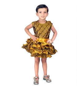 Kid Kupboard Regular-Fit Baby Girl's Dark Yellow Frock  Sleeveless  Pure Cotton  Pack of 1