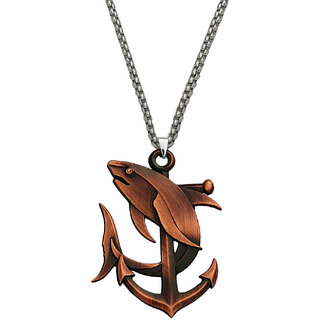                       M Men Style Ocean Nautical Anchor Dolphin Sea-life  Pendant With Wheat Rope Chain                                              