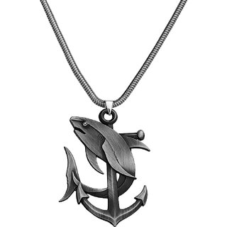                       M Men Style Ocean Nautical Anchor Dolphin Sea-life  Pendant With Snake Chain                                              