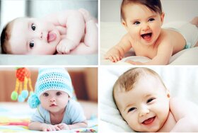 Craft Qila  Cute Smiling Baby Combo Posters |  HD Baby Wall Poster for Room Decor CQ13(Size : 45 cm x 30 cm) Pack of 4