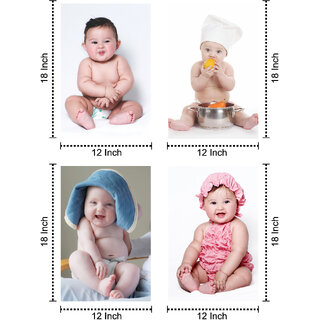                       Craft Qila Cute Smiling Baby Combo Posters | HD Baby Wall Poster for Room Decor (12 x 18-inch, Multicolour)- Set of 4                                              