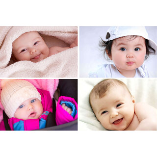 Craft Qila  Cute Smiling Baby Combo Posters |  HD Baby Wall Poster for Room Decor CQ02 (Size : 45 cm x 30 cm) Pack of 4