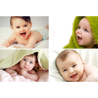 Craft Qila  Cute Smiling Baby Combo Posters |  HD Baby Wall Poster for Room Decor CQ06 (Size : 45 cm x 30 cm) Pack of 4