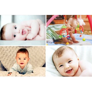                       Craft Qila  Cute Smiling Baby Combo Posters |  HD Baby Wall Poster for Room Decor CQ14(Size : 45 cm x 30 cm) Pack of 4                                              