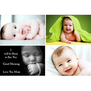                       Craft Qila  Cute Smiling Baby Combo Posters |  HD Baby Wall Poster for Room Decor CQ16(Size : 45 cm x 30 cm) Pack of 4                                              