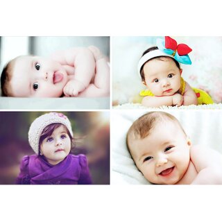                       Craft Qila  Cute Smiling Baby Combo Posters |  HD Baby Wall Poster for Room Decor CQ23(Size : 45 cm x 30 cm) Pack of 4                                              