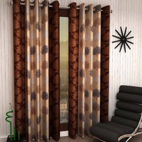 Styletex Polyester Window Curtain Brown Pack of 2 Pcs