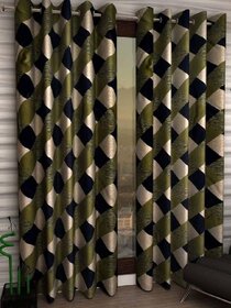 Styletex Polyester Long Door Curtain Green Pack of 2 Pcs