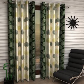 Styletex Polyester Long Door Curtain Green Pack of 2 Pcs