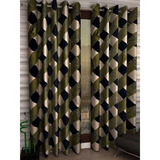 Styletex Polyester Window Curtain Green Pack of 2 Pcs