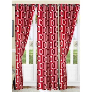                       Styletex Polyester Window Curtain Maroon Pack of 3 Pcs                                              