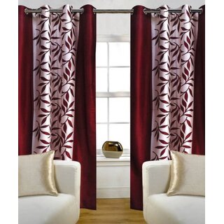                      Styletex Polyester Long Door Curtain Maroon Pack of 2 Pcs                                              