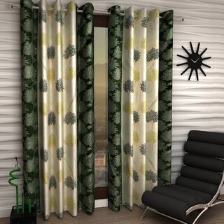 Styletex Polyester Door Curtain Green Pack of 2 Pcs