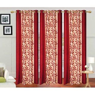                       Styletex Polyester Door Curtain Maroon Pack of 3 Pcs                                              
