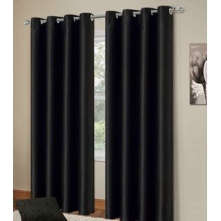                       Styletex Polyester Long Door Curtain Black Pack of 2 Pcs                                              