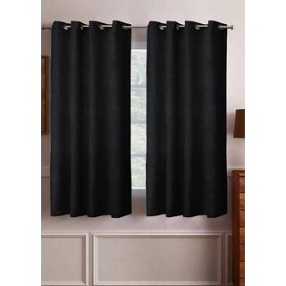                       Styletex Polyester Door Curtain Black Pack of 2 Pcs                                              