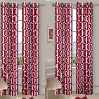                       Styletex Polyester Long Door Curtain Maroon Pack of 4 Pcs                                              