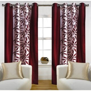                       Styletex Polyester Door Curtain Maroon Pack of 2 Pcs                                              