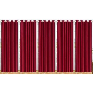                       Styletex Polyester Long Door Curtain Maroon Pack of 5 Pcs                                              