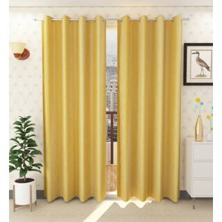                       Styletex Polyester Window Curtain Yellow Pack of 2 Pcs                                              