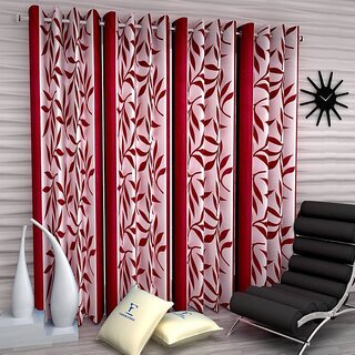                       Styletex Polyester Door Curtain Maroon Pack of 4 Pcs                                              