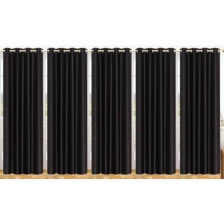                       Styletex Polyester Long Door Curtain Black Pack of 5 Pcs                                              