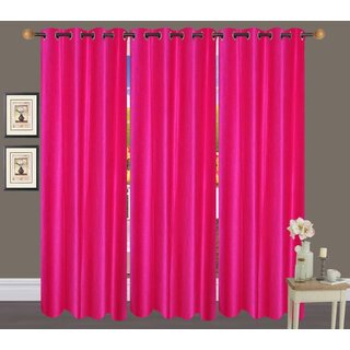                       Styletex Polyester Long Door Curtain Pink Pack of 3 Pcs                                              