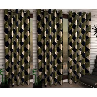                       Styletex Polyester Window Curtain Green Pack of 3 Pcs                                              