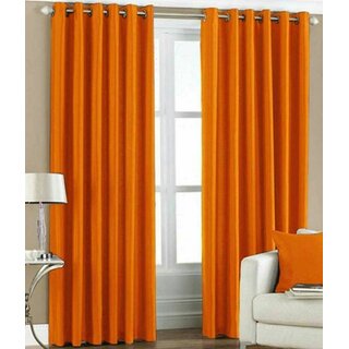                       Styletex Polyester Long Door Curtain Orange Pack of 2 Pcs                                              