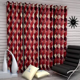                       Styletex Polyester Long Door Curtain Maroon Pack of 4 Pcs                                              