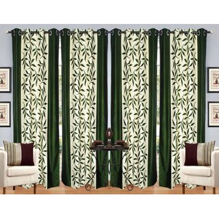                       Styletex Polyester Long Door Curtain Green Pack of 4 Pcs                                              