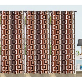                       Styletex Polyester Long Door Curtain Brown Pack of 3 Pcs                                              