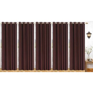                       Styletex Polyester Long Door Curtain Brown Pack of 5 Pcs                                              