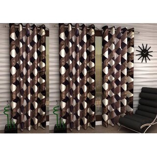                       Styletex Polyester Long Door Curtain Brown Pack of 3 Pcs                                              