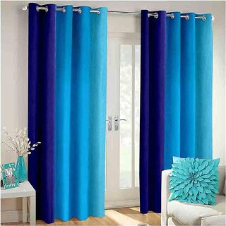                       Styletex Polyester Long Door Curtain Blue Pack of 2 Pcs                                              