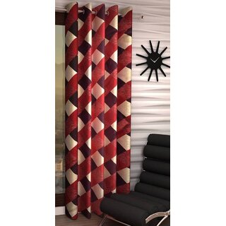                       Styletex Polyester Window Curtain Red (Single Piece)  Pack of 1                                              