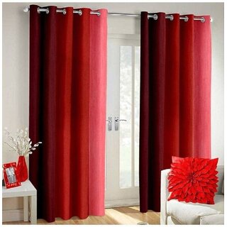                       Styletex Polyester Long Door Curtain Red Pack of 2 Pcs                                              