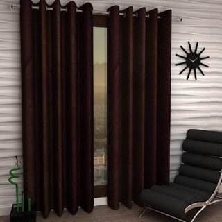                       Styletex Polyester Window Curtain Brown Pack of 2 Pcs                                              