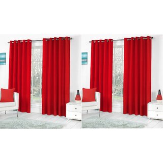                       Styletex Polyester Window Curtain Red Pack of 4 Pcs                                              