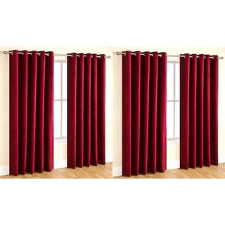                       Styletex Polyester Door Curtain Maroon Pack of 4 Pcs                                              