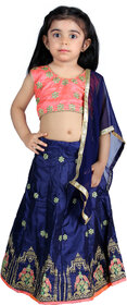 Kid Kupboard Sleeveless Girls Floral Multicolor Stitched Cotton Lehenga Choli with Dupatta