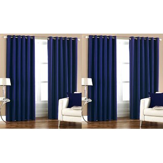                      Styletex Polyester Window Curtain Blue Pack of 4 Pcs                                              