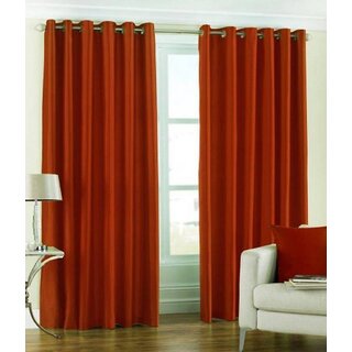                       Styletex Polyester Long Door Curtain Orange Pack of 2 Pcs                                              
