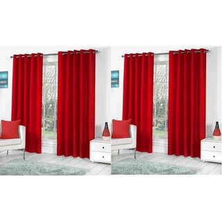                       Styletex Polyester Window Curtain Red Pack of 4 Pcs                                              