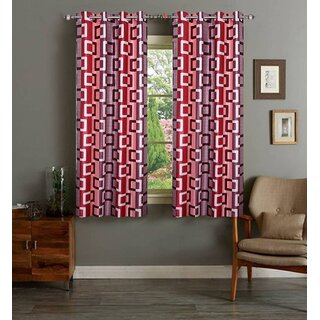                       Styletex Polyester Window Curtain Maroon Pack of 2 Pcs                                              