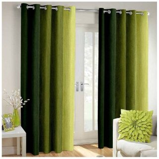 Styletex Polyester Window Curtain Green Pack of 2 Pcs