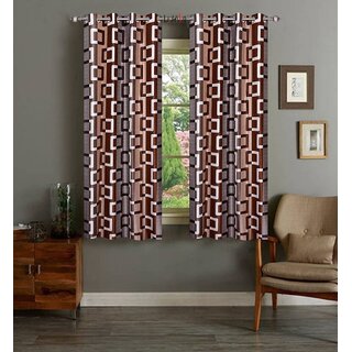                       Styletex Polyester Window Curtain Brown Pack of 2 Pcs                                              